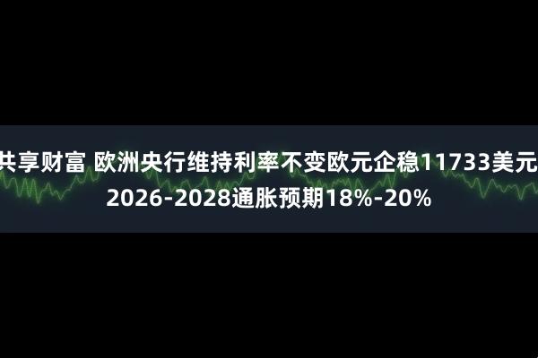 共享财富 欧洲央行维持利率不变欧元企稳11733美元 2026-2028通胀预期18%-20%